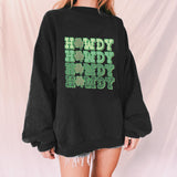 "HOWDY" Lucky Shamrock Print Crew Neck Sweatshirt