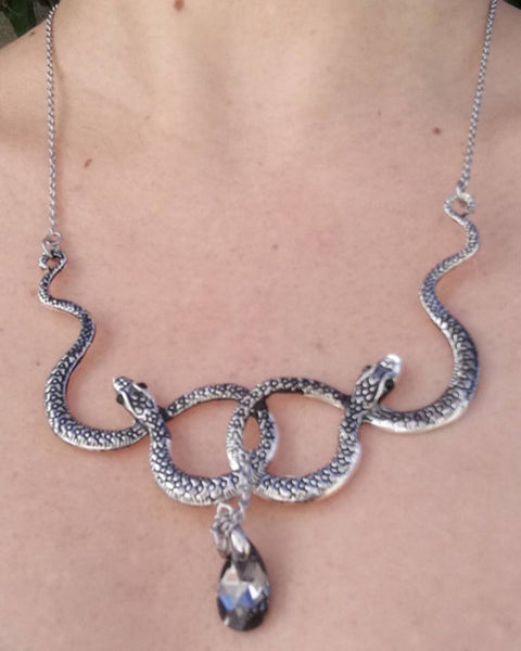 Medusa Snake Moonstone Panel Necklace – coramoon