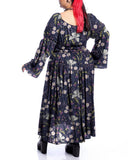 Purple Wonderland Fern Print Plus Size Chiffon Dress