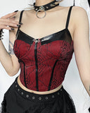 Dark European And American Style Leather Patchwork Camisole Vest