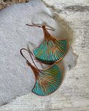 Distressed Tribal Blue Apricot Leaf Earrings