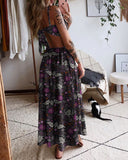 Spider Bat Psychedelic Forest Printed Maxi Dress