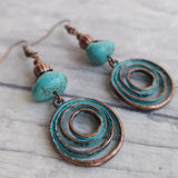 Old-Fashioned Large Hoop Blue Earrings