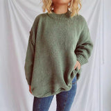 Women's Fashion Long Sleeve Round Neck Sweater