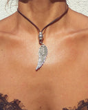 Vintage Tribal Feather Carved Necklace