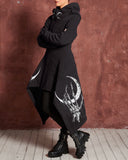 Dark style devil and ancient moon battle pattern print Cardigan Thick Coat