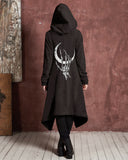 Dark style devil and ancient moon battle pattern print Cardigan Thick Coat