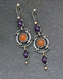 Bohemian Purple and Orange Gemstone Earrings