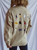 Embroidered soft and loose knitted sweater