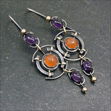 Bohemian Purple and Orange Gemstone Earrings