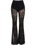 Dark Sexy Slim Fit Printed Lace High Waisted Flared Pants