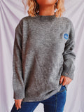 Embroidered soft and loose knitted sweater