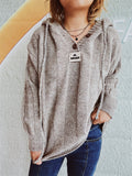 Solid Color Vertical Striped Button Patch Sweater Pullover