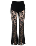 Dark Sexy Slim Lace High Waisted Flared Pants