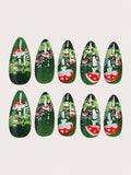 Forest Style Moonlight Red Mushroom Green Plant Landscape Wear Nail Patch