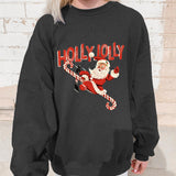 "Holly Jolly" Christmas Print Crew Neck Sweatshirt