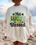 "Not Lucky just Blessed" Print Crew Neck Sweatshirt