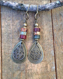 Vintage Tribal Ceramic Fan Earrings