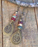 Vintage Tribal Ceramic Fan Earrings