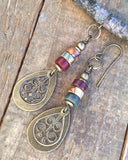 Vintage Tribal Ceramic Fan Earrings