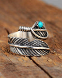 Tribal Midnight Legend Engraved Feather Ring