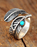 Tribal Midnight Legend Engraved Feather Ring