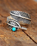 Tribal Midnight Legend Engraved Feather Ring