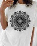 Casual Ethnic Mandala Graphic Print T-Shirt