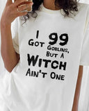 Goblin & Witch Slogan Print Crew Neck T-Shirt