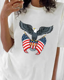 "USA"Flying Eagle Graphic Print T-shirt