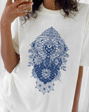 Sacred Geometry Floral Print T-Shirt