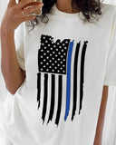 Flag Graphic Casual Print T-Shirt