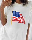 Flag Graphic Casual Print T-Shirt