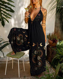 Magical Moonlit Dancing Snake Graphic Print Jumpsuit