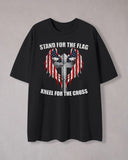 "Stand For The Fiag Kineel For The Cross" Graphic Print T-shirt