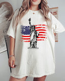 Flag and Statue of Liberty graphic T-shirt