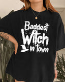 Baddest Witch Print Crew Neck T-Shirt