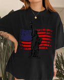 Flag and Statue of Liberty graphic T-shirt