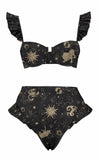 Dazzling Gold Constellation Print Bikini Set