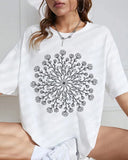 Mandala Wild Flowers Print T-shirt