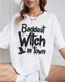 Baddest Witch Print Crew Neck T-Shirt