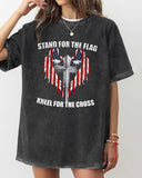 "Stand For The Fiag Kineel For The Cross" Graphic Print T-shirt