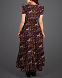 Dreamy Elk Paradise X-mas Things Printed Button-up Maxi Dress