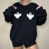 Ghost Spooky Season Fluorescent Graphic Casual Pullover