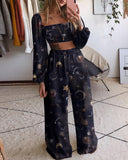 Magic Starry Sky Fantasy Pattern Print Velvet Two-piece Set