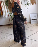 Magic Starry Sky Fantasy Pattern Print Velvet Two-piece Set