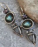 Distressed Tribal Blue Gemstone Earrings