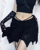 Dark Casual Versatile Hole Breaking Irregular Half Skirt