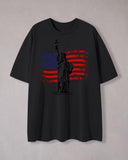 Flag and Statue of Liberty graphic T-shirt