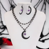 Gothic Style Hollow Moon Pendant Halloween Necklace